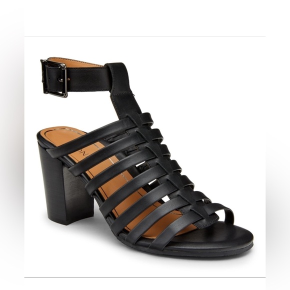 Vionic Sami Gladiator Cage Sandals Black Leather Size 7 EUC - Picture 1 of 9